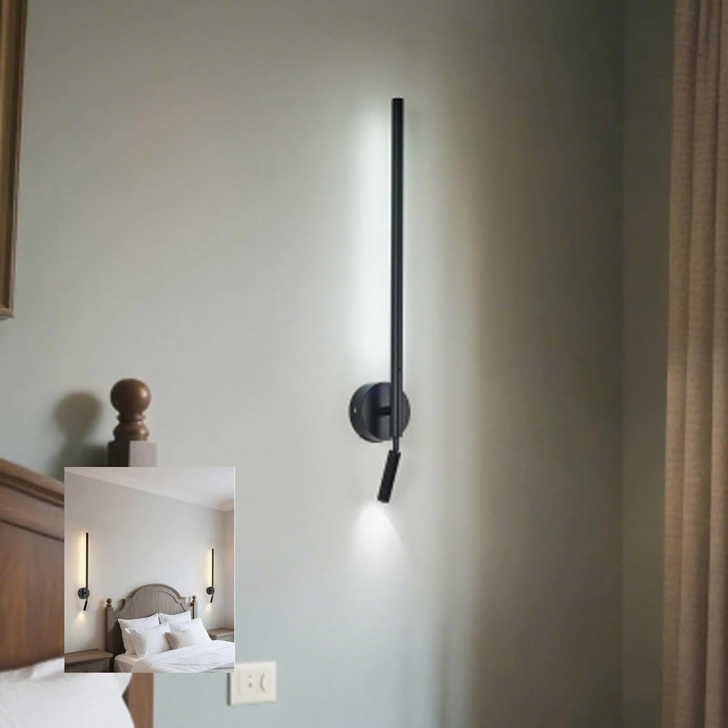 LED Wall Light Indoor with Remote Control Dimming Wall Lamp USB Rechargeable Wall Sconce with 90° + 350° Rotation Spotlight Wall Aluminium for Bedroom Living Room
