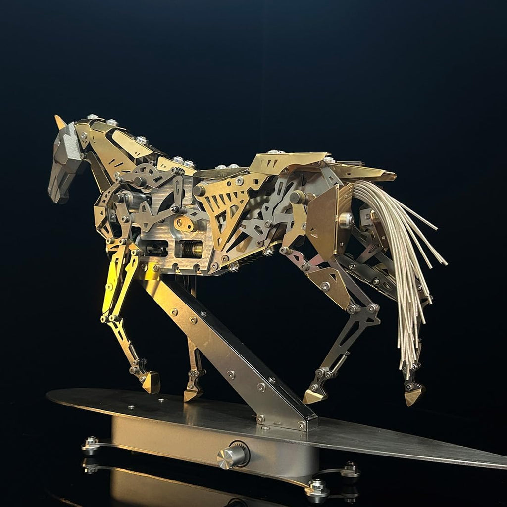 3D Metal Puzzle for Adults, 3D Metal Mechanical Horse Model Kit, Dynamic Moving Bionic Mechanical Horse with Brushless Motor, Bionic Kinetic Animal Assembly Model, Desk Decor & STEM Gift