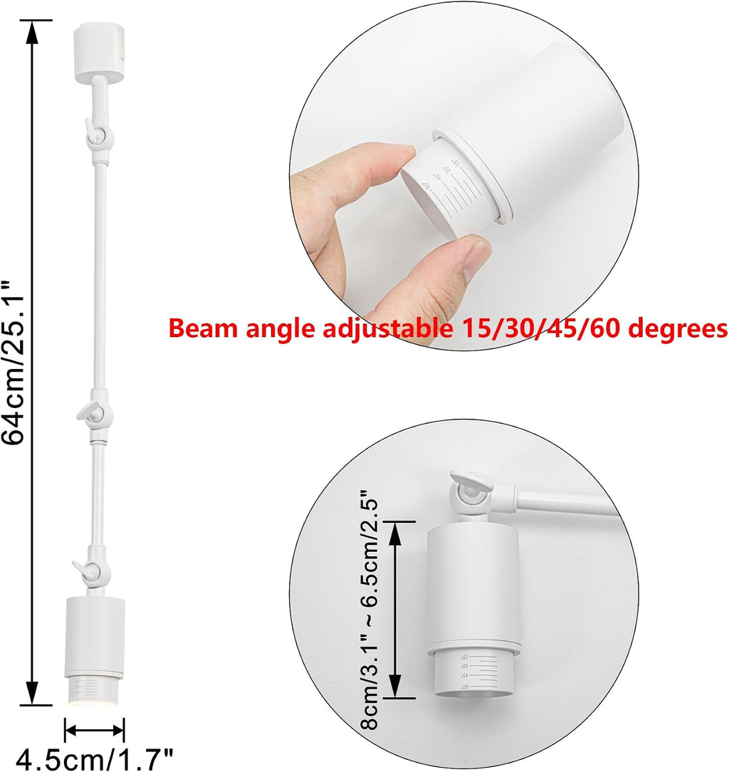 Light Beam & Angle Adjustable Focus Mini Spotlight Dimmable Remote H-Type Tracking Light Modern White 3 Pcs for Background Gallery Shop Loft(No Track)