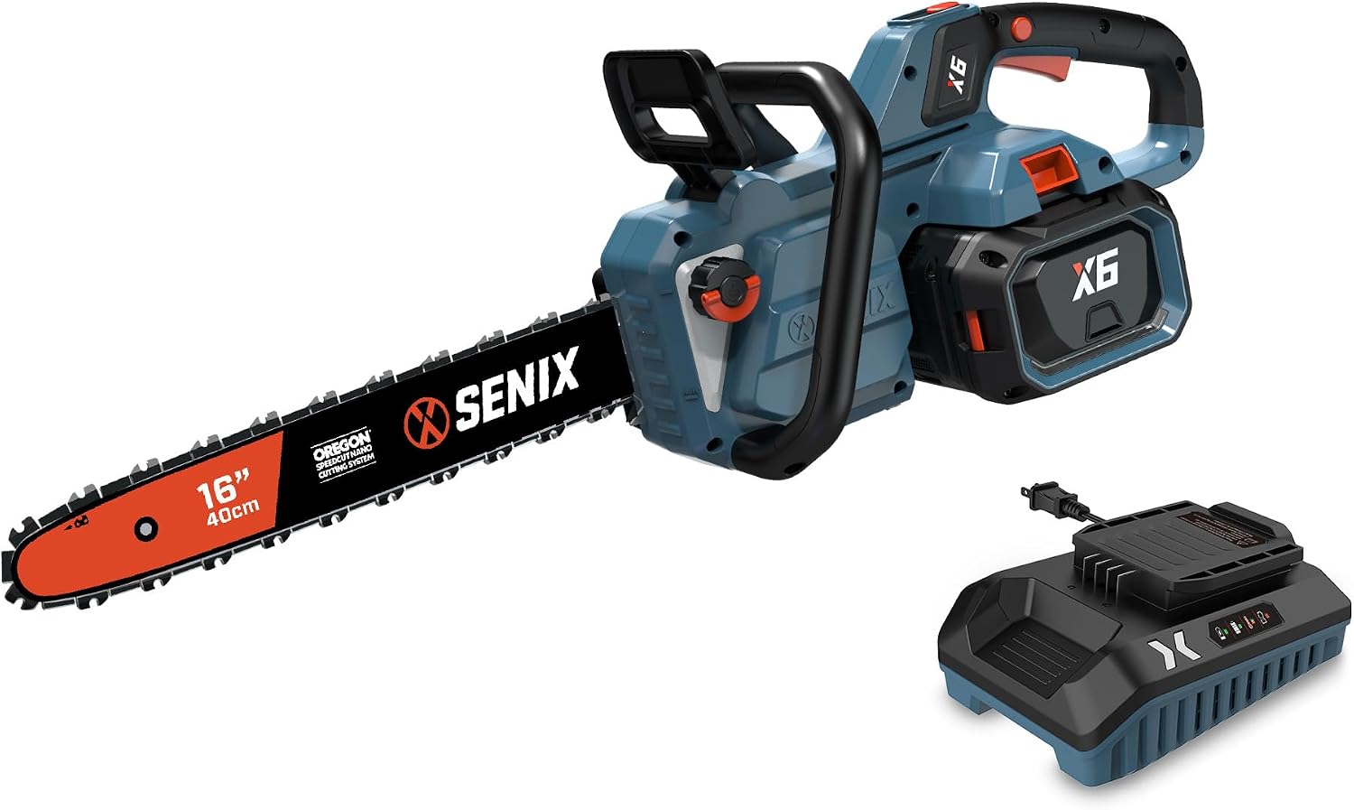 SENIX Chainsaw|60V 16' Battery Chainsaw|Brushless Electric Chainsaws|Cordless Chain Saw with 4Ah Battery & Charger|Garden Tool for Trees, Pruning, Branch Trimming, Best Gifts for Man, CSX6-M