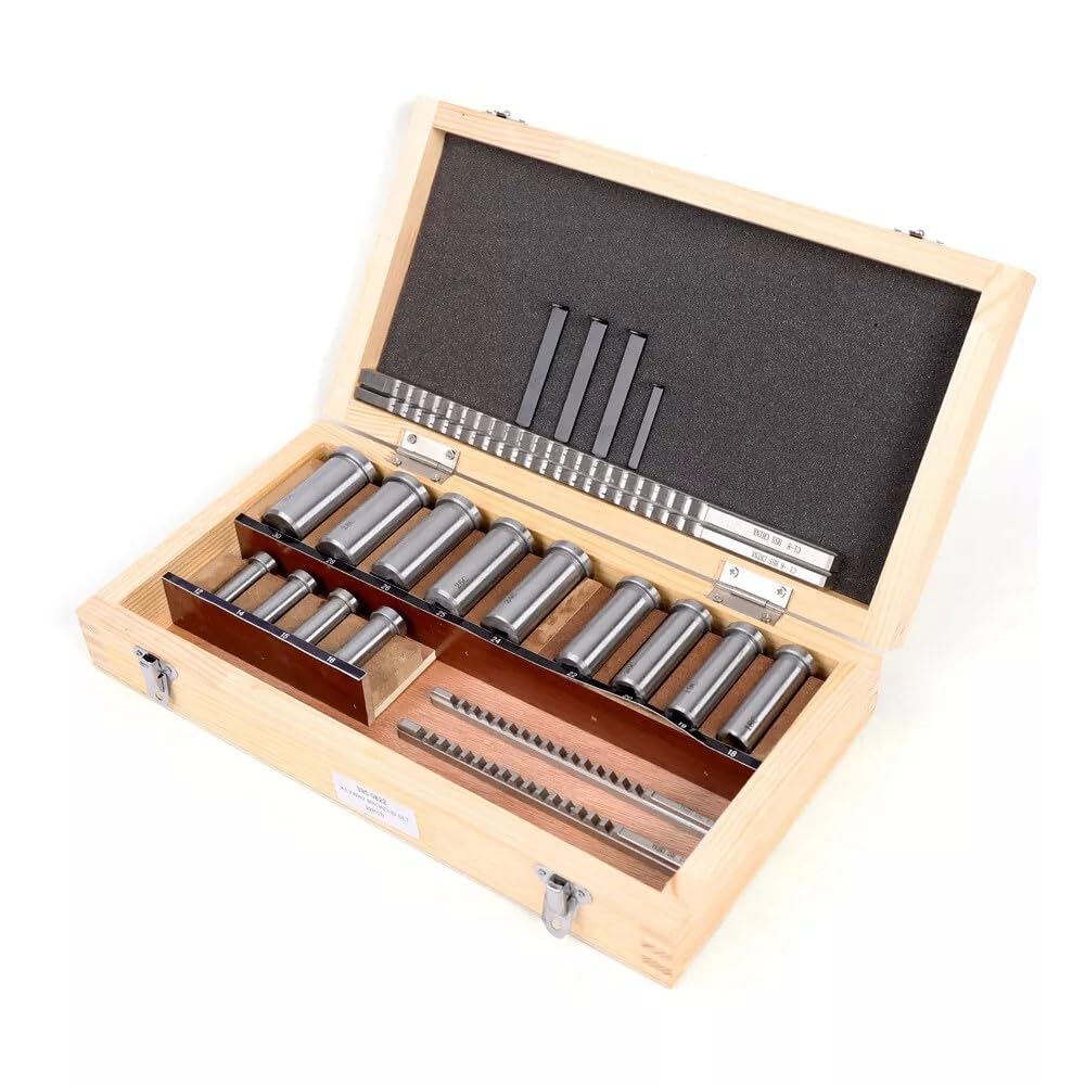 22PCS 4/5/6/8mm Keyway Broach Set, Collared Bushing Shim Set, Metric Size Metalworking Tool Kit