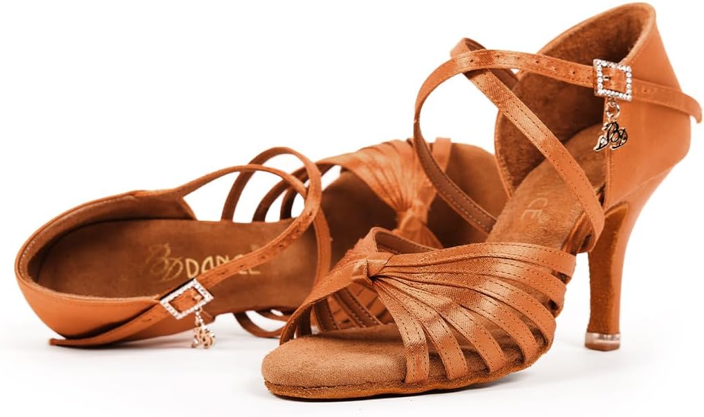 Women's Latin Dance Shoes Ballroom Dancing Sandals with High Heel Salsa Jazz Professional Performance Dance Footwear #2398