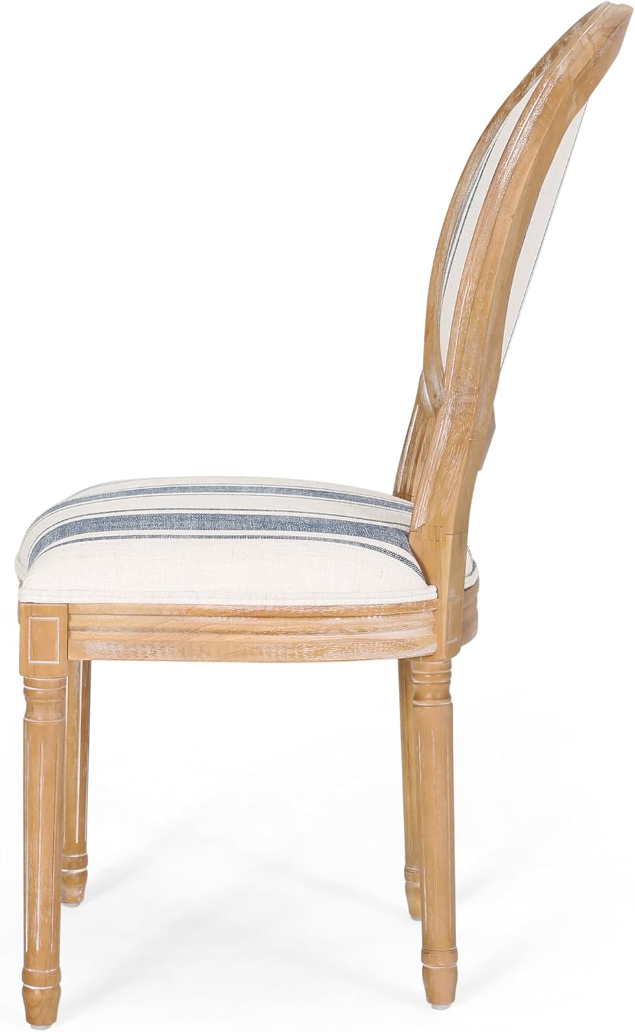Christopher Knight Home Phinnaeus Dining Chair Set, Set of 4, Wood, Dark Blue Stripes + Light Beige + Natural