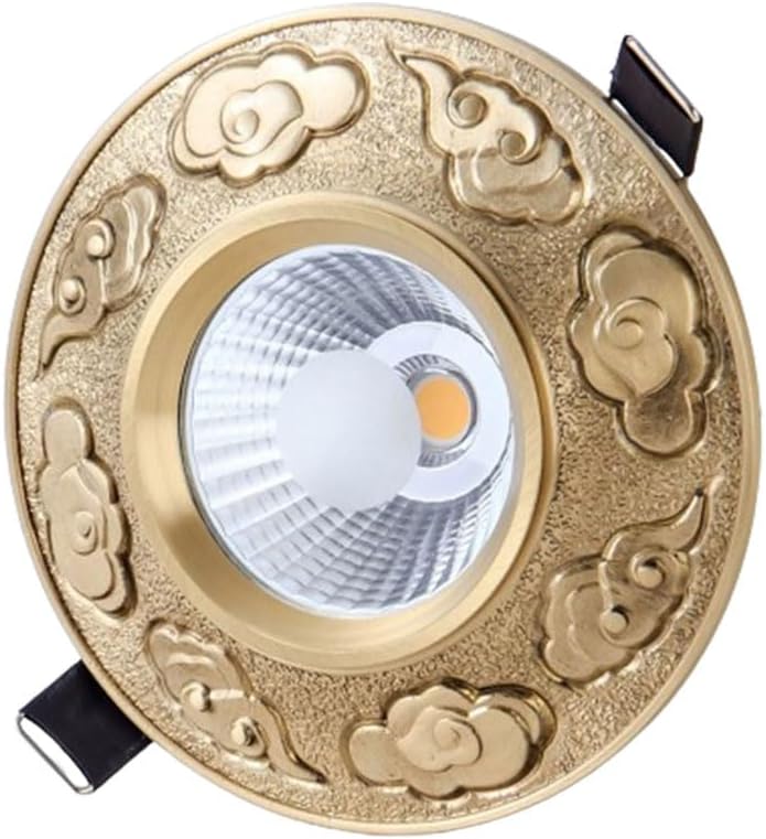 10W LED Ceiling Spotlight, Indoor LED Recessed Downlight, Modern Ceiling Lights with Brushed Brass Engraved Finish for Hallway Corridor Gallery Kitchen Living Room Bedroom