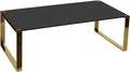 Cortesi Home Remini Coffee Table, Gold Metal and Black Glass