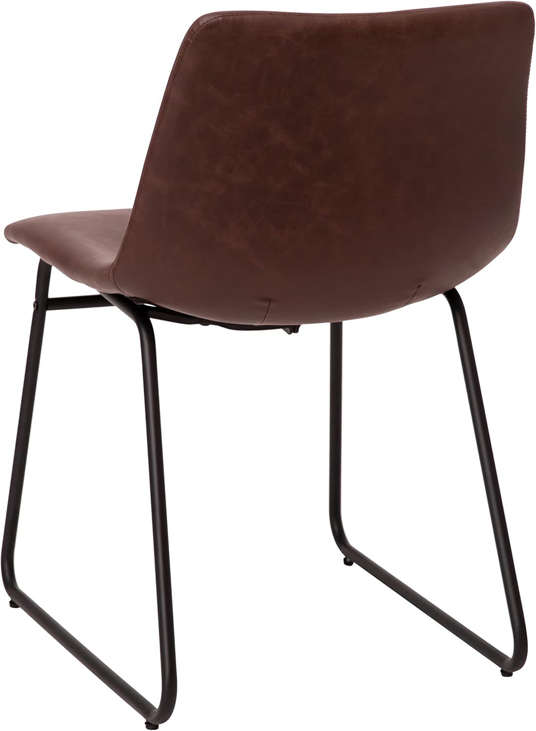 Flash Furniture Butler 18' LeatherSoft Dining Table Height Chairs, Mid-Century Modern Bucket Style Dining Chairs, Set of 2, Dark Brown/Black