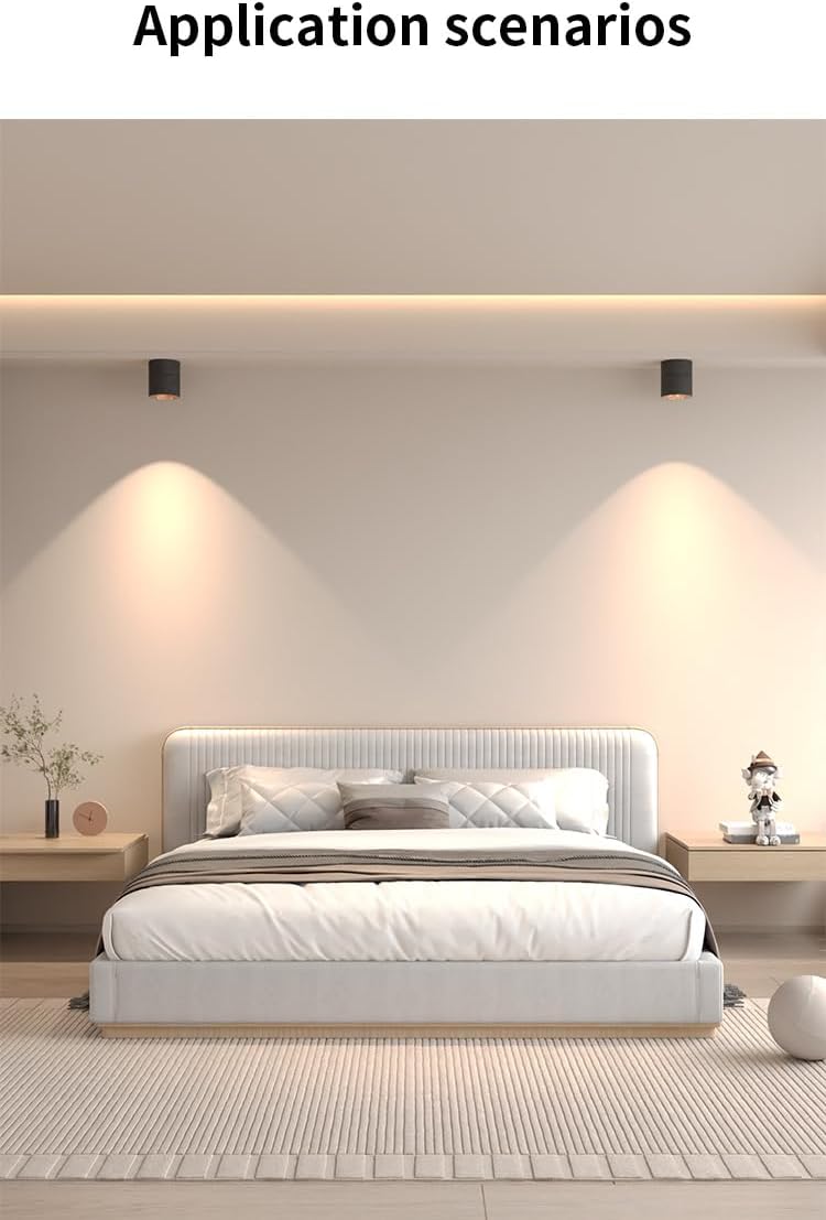 Modern Folding Ceiling Spotlight, Indoor Cylinder Downlight 12 W LED 3000 K Warm Light,CRI 80 Black Aluminum Spot Light for Hallway Corridor Gallery Display Kitchen Living Room Dining Room B