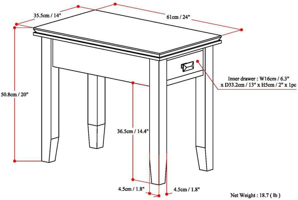 SIMPLIHOME Artisan SOLID WOOD 14 inch Wide Rectangle Transitional Narrow Side Table in Distressed Grey for the Living Room and Bedroom