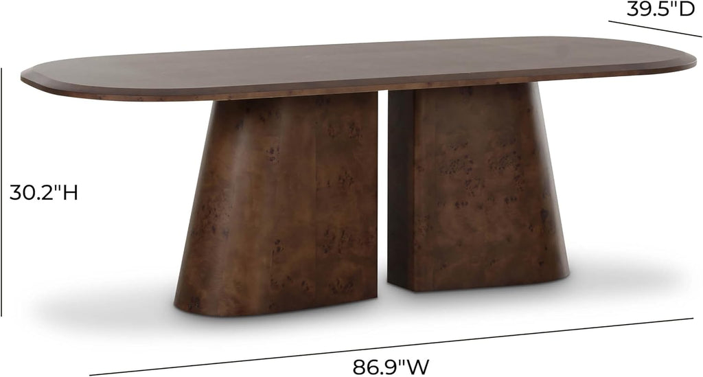 Tov Furniture Gladyss Brown Burl Oval 87' Dining Table