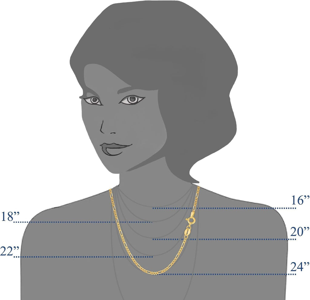 Jewelry Affairs 10k Yellow Solid Gold Figaro Chain Necklace, 1.9mm