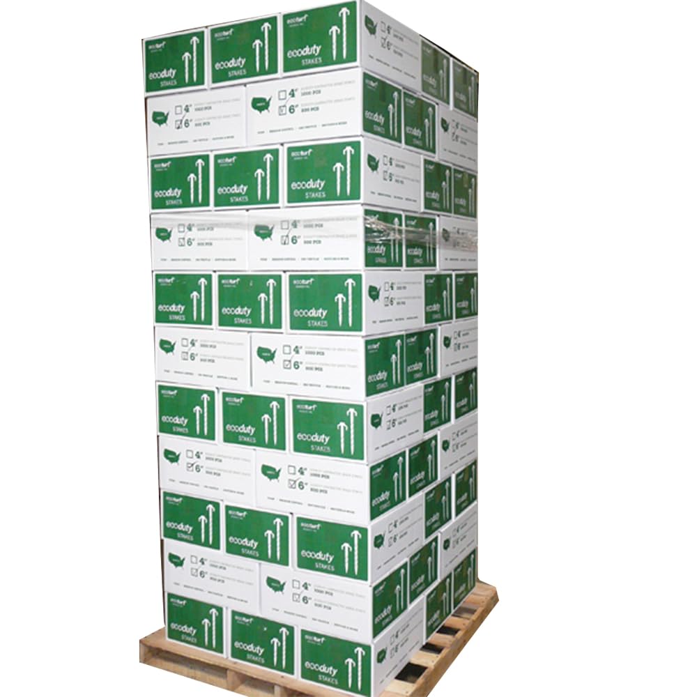 Contractor Grade 4 Inch Biodegradable Stakes, Sod Staples for Securing Weed Fabric, Landscape Fabric, Netting, and Blanket (Pallet Buy - 70 Boxes of 1000 ct)