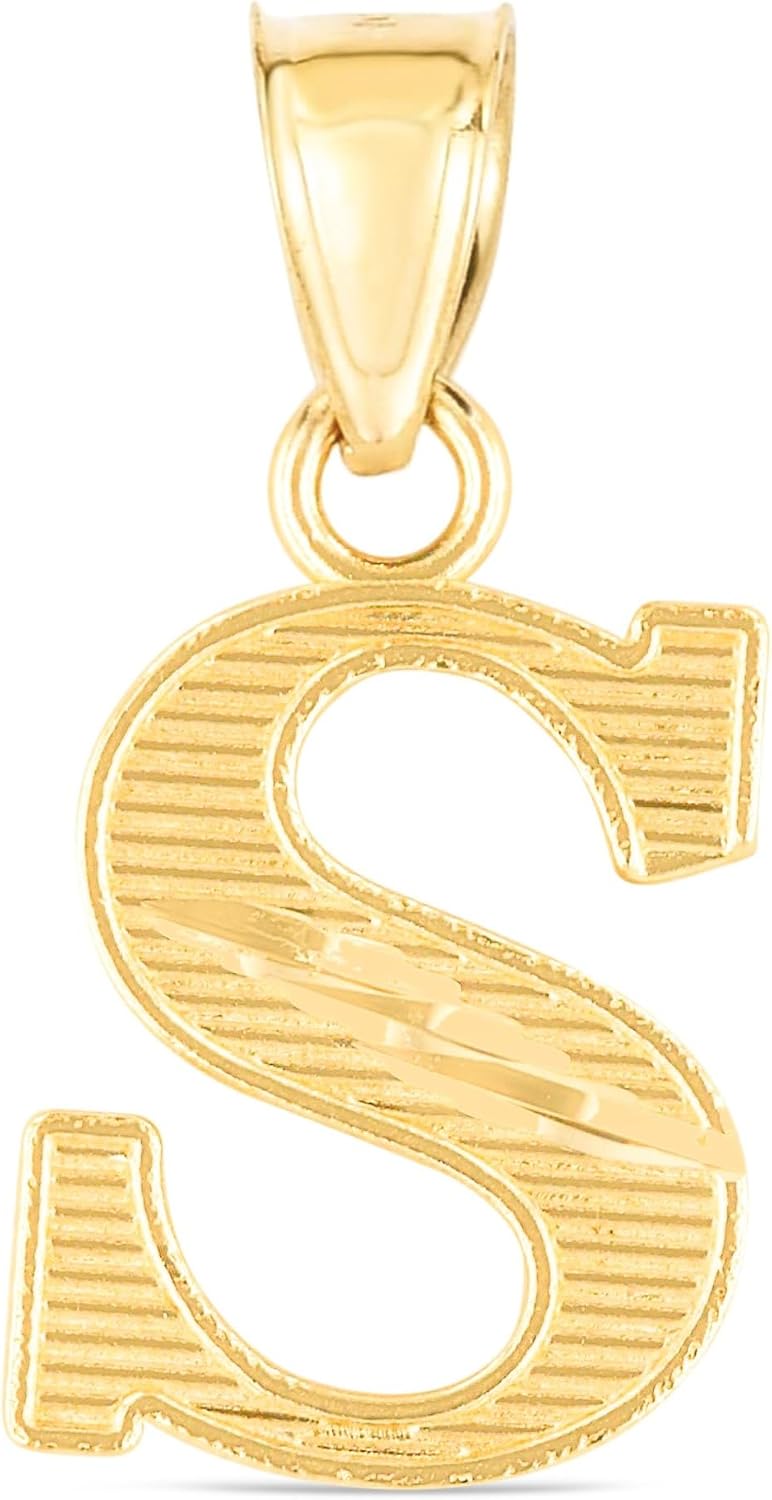 Floreo 10k Yellow Gold 0.45' Personalized Lighting Alphabet Letter A - Z Initial Charm Pendant with optional Extendable Chain Necklace