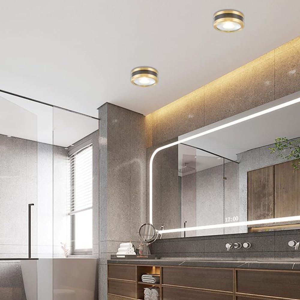 Round Ceiling Spot Lights,Modern Minimalist Wall Downlight,Free Opening Ceiling Lamps,Gall Copper 3W/5W/7W/9W Led Ceiling Spotlights Indoor for Kitchen Office Shop Cafe L-Neutral Light 4000k-7W