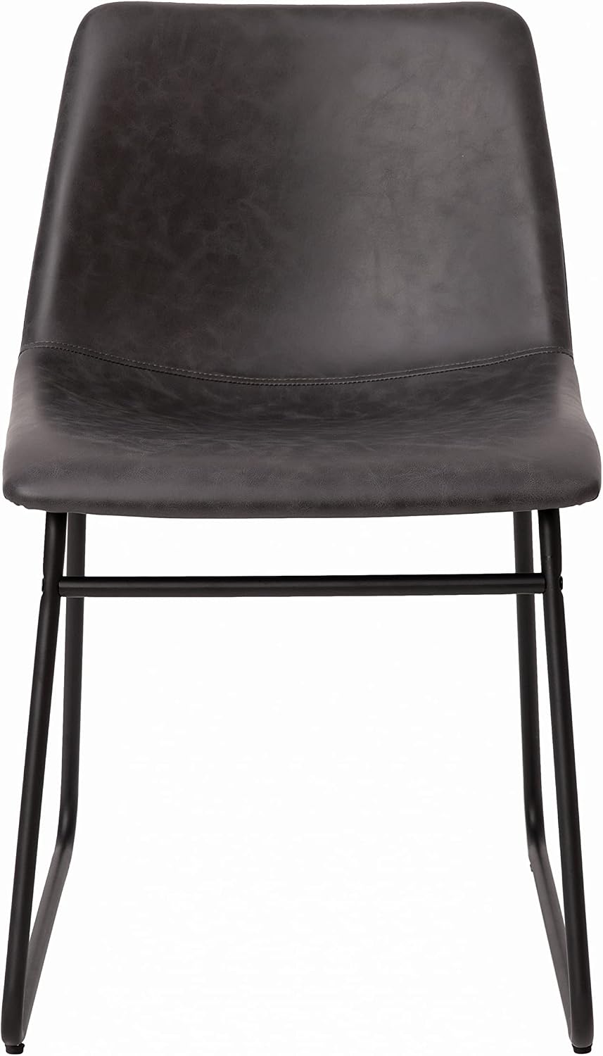 Flash Furniture Butler 18' LeatherSoft Dining Table Height Chairs, Mid-Century Modern Bucket Style Dining Chairs, Set of 2, Dark Gray/Black