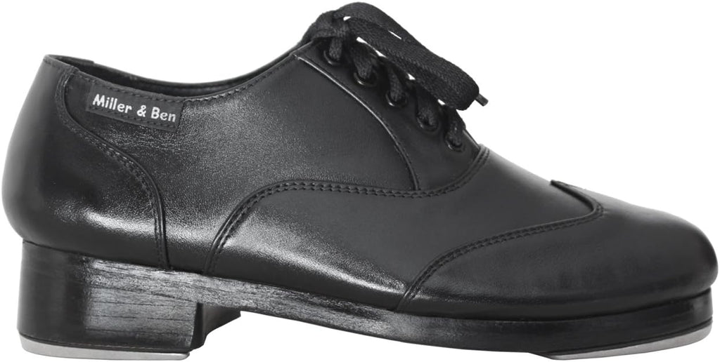 Miller & Ben Tap Shoes; Jazz-Tap Master; Men's Large Sizes; All Black Professional Tap Shoes (49.5 EU)