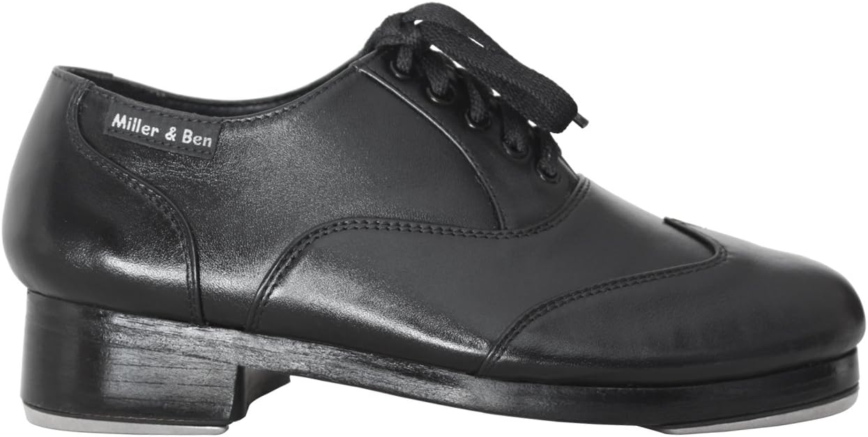 Miller & Ben Tap Shoes; Jazz-Tap Master; Men's Large Sizes; All Black Professional Tap Shoes (49.5 EU)