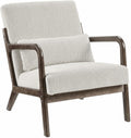 Garvee Mid-Century Modern Accent Chair, Fine Wale Corduroy Upholstery, Solid Wood Armchair with Removable Lumbar Pillow, Sturdy Reading Chair for Living Room, Bedroom, Guest Room, Easy Assembly, Beige