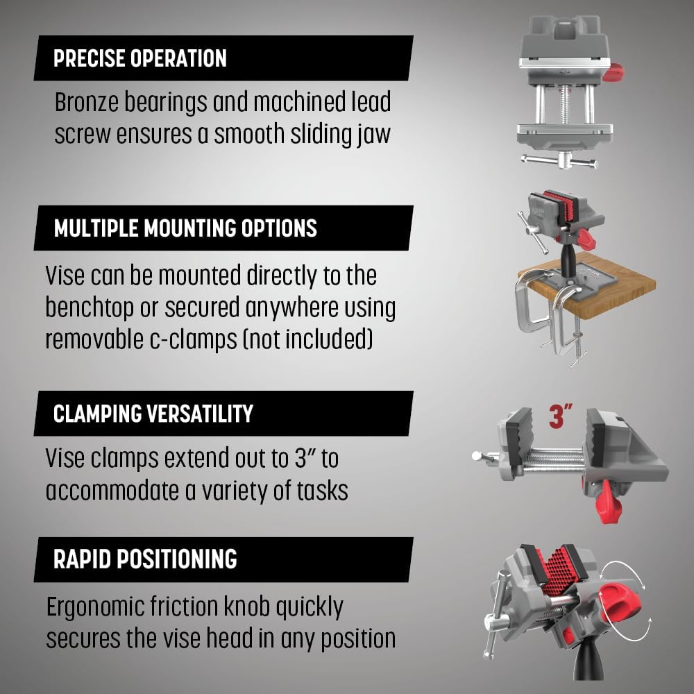 Tipton Best Gun Vise 360 with Swiveling Head Design, Non-Marring Jaw Pads, and Stainless Steel Jaws for Gunsmithing, Gun Cleaning, Scope Mounting