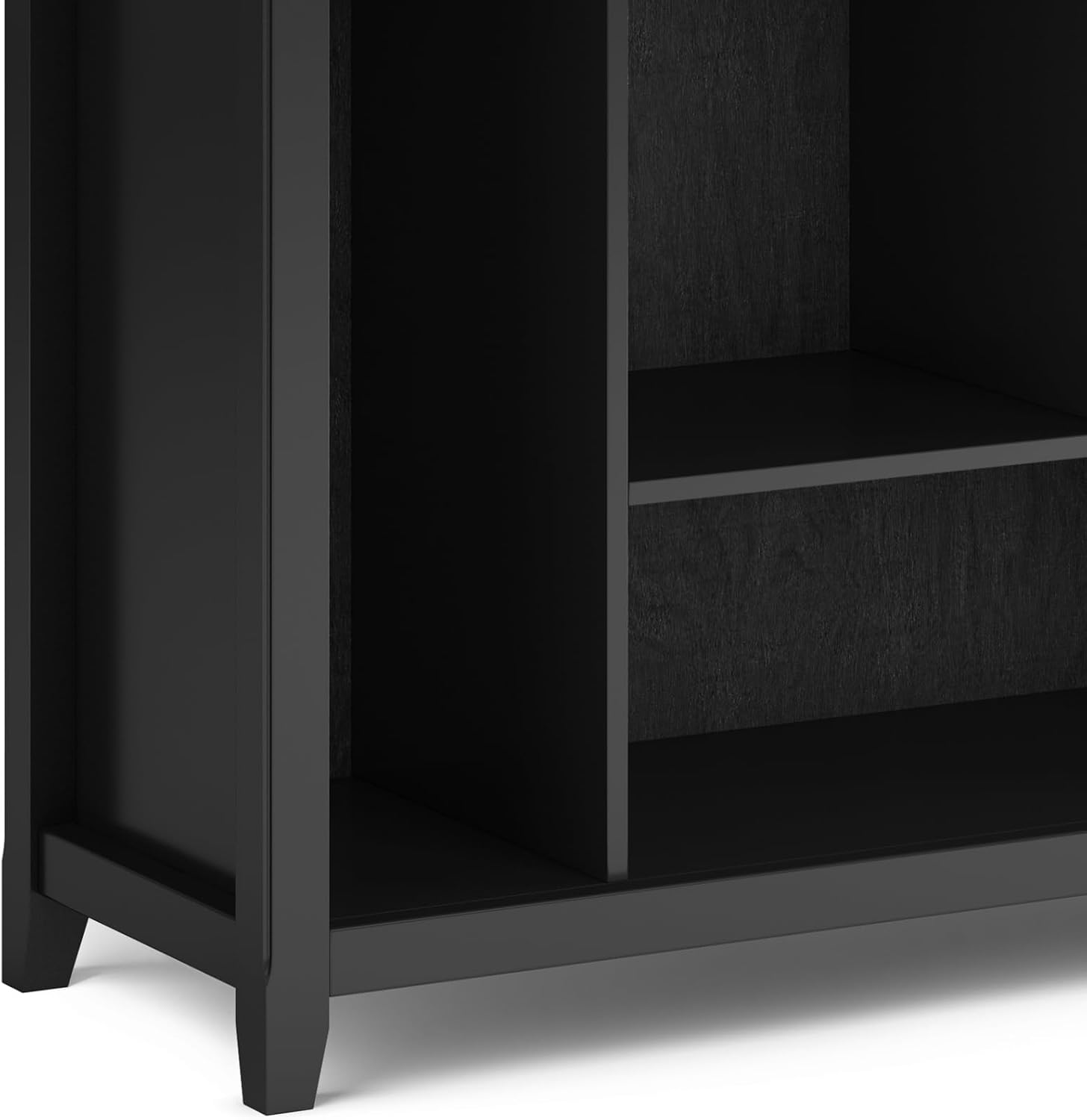 SIMPLIHOME Amherst Bookcase - 44 inch Tall Multi-Cube Solid Wood Cube Organizer in Black, Transitional Bookcase Storage for Living Room, Study Room or Office with Fixed Shelves and Tapered Legs