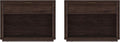Manhattan Comfort Evelyn Set of 2 Nightstands with Drawer and Open Shelf Cubby, Minimalist Bedside Table with Rounded Corners and Raised Base, Modern Night Stand for Bedroom, or Living Room in Brown