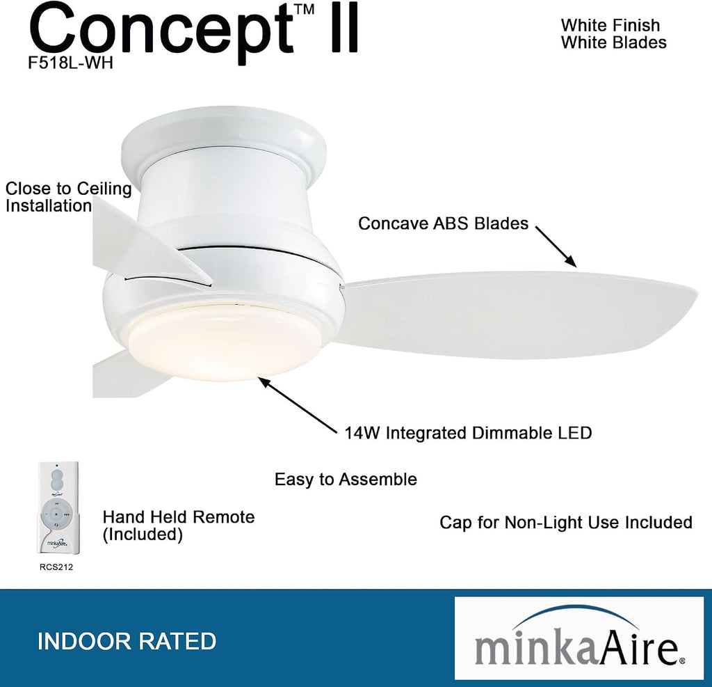 Minka' Minka Aire Concept II 44 in. LED Indoor White Flush Mount Ceiling Fan