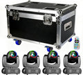 MINGJIE Moving Head Light, 120W Professional DJ Lights, Led Stage Light, Beam Spotlight with 8 Gobos & 8 Colors, DMX512 & Remote Control for Club,Disco,Party,Bars,Shows (1 Flight case + 4 Lights)