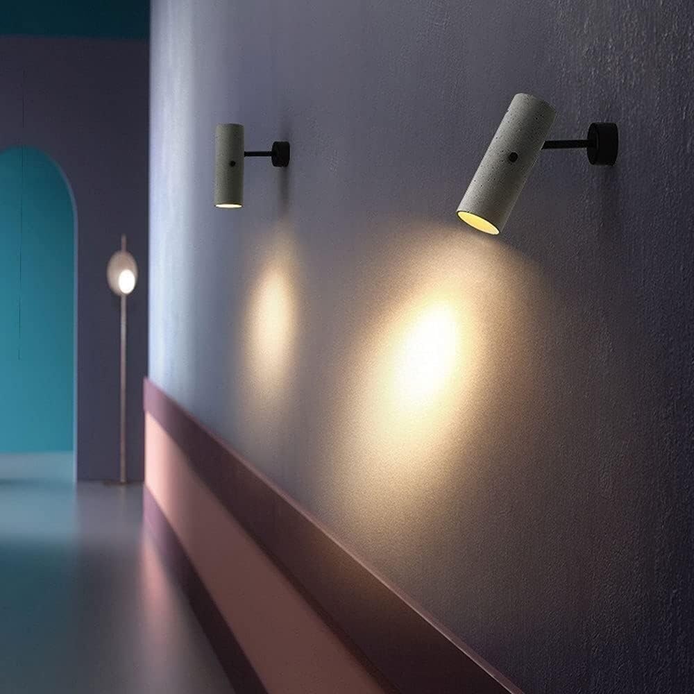 Adjustable Accent Spotlight Indoor Cylindrical Bedside Wall Sconce Retro Cement Wall Light Modern Black Hallway Wall Lamp GU10 Surface Mounted Down Light Headboard for Bedroom