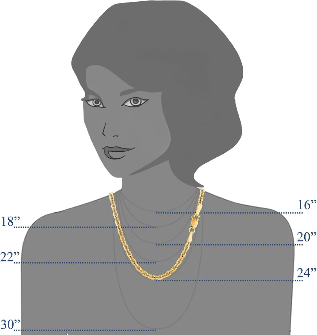 Jewelry Affairs 14k Yellow Gold Cable Link Chain Necklace, 4.0mm