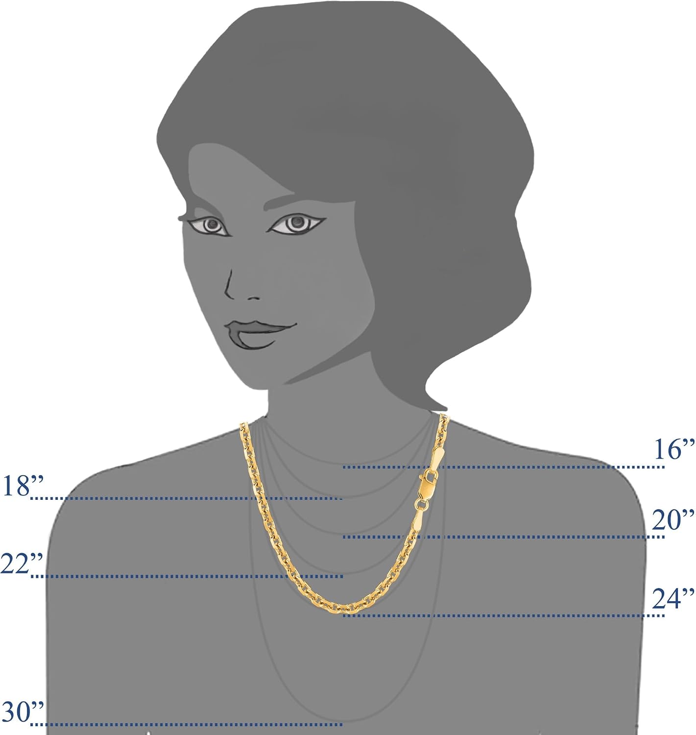 Jewelry Affairs 14k Yellow Gold Cable Link Chain Necklace, 4.0mm