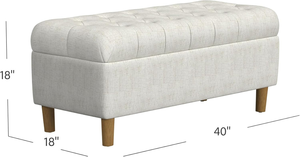 HomePop 40' Ainsley Button Tufted Storage Bench - Cream Textured Solid