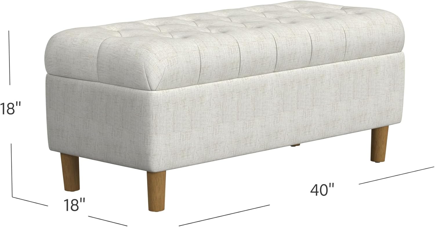 HomePop 40' Ainsley Button Tufted Storage Bench - Cream Textured Solid