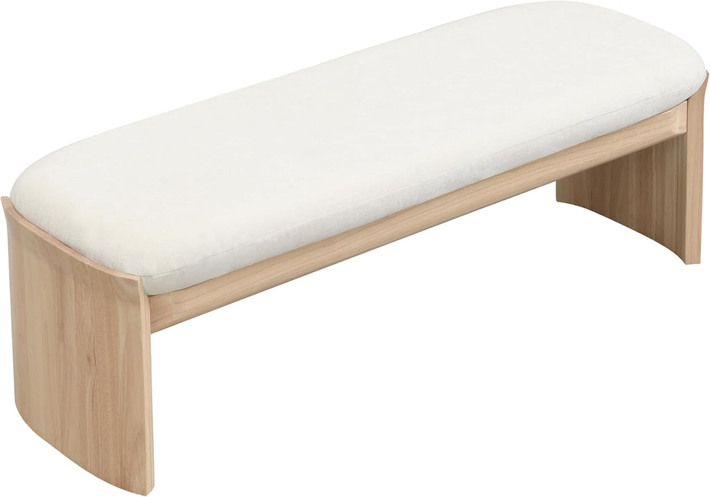 Christopher Knight Home Paxton Fabric Upholstered Ottoman Bench, Rectangular Foot Stools Ottoman, Entryway Wood Ottoman Footrest, Bedroom End of Bed Footstool,Living Room Sofa Extra Seat,Beige+Natural