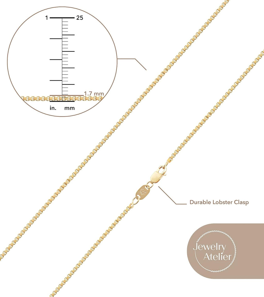 Jewelry Atelier Gold Chain Necklace Collection for Women and Men - Box, Clip & Cable