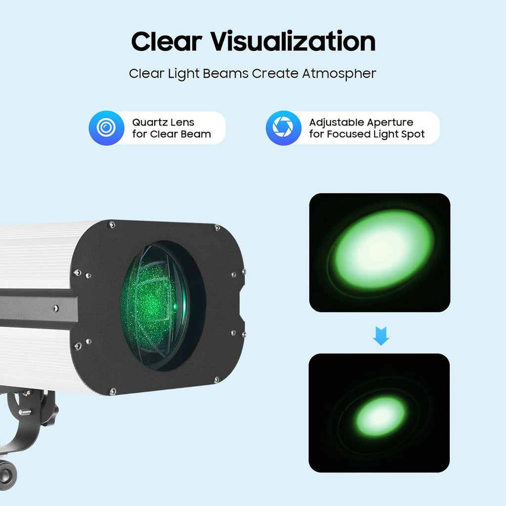 350W Stage Spotlight with Tripod, Stage Lighting with DMX & Manual Control 6 Colors 3 Color Temperatures 5600K 6000K 3200K, Follow Spot Light for Wedding DJ Party Theater Concert