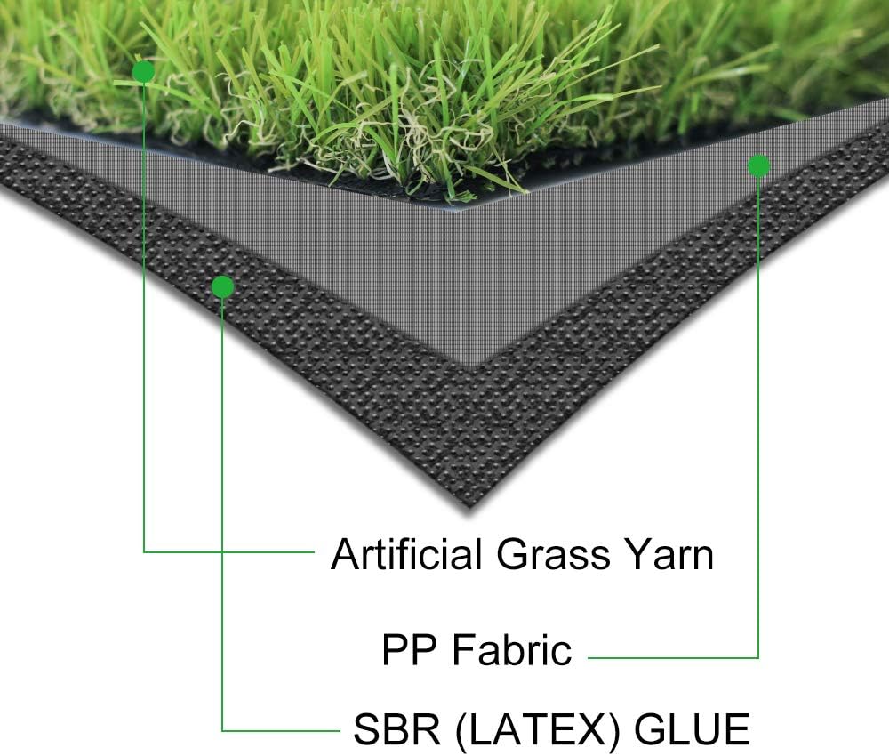 Artificial Grass Turf 9FTX64FT,1,38inch 4 Tone Realistic Synthetic Thick Fake Faux Grass Rug Astroturf Carpet Landscape for Dogs Indoor Outdoor Garden Lawn Mat, with Drainage Holes