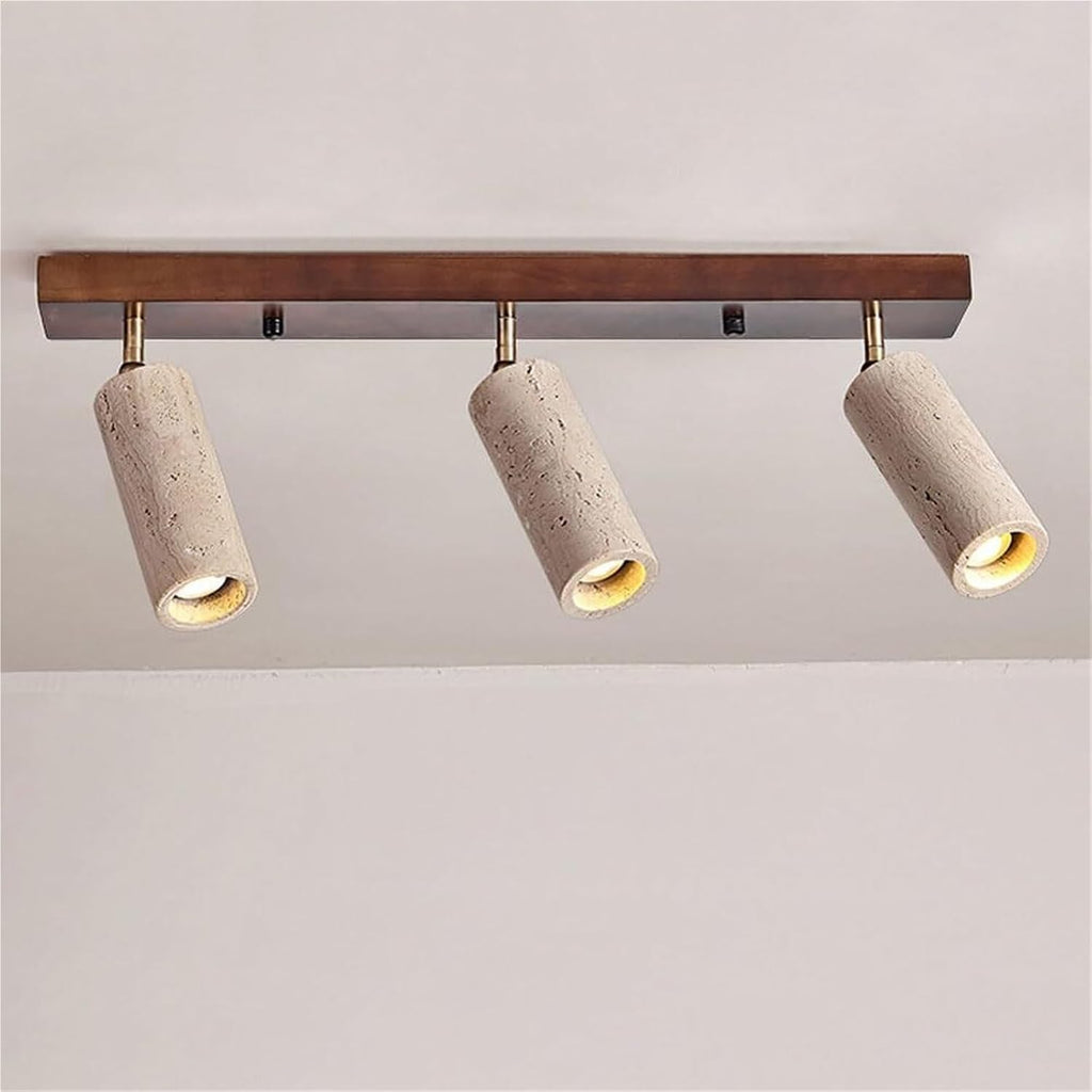 Wabi Sabi Flush Mount Ceiling Light 3-Light Yellow Travertine Spotlight Indoor Industrial Ceiling Lamp Natural Stone Vintage Chandelier Light Fixture For Corridors Bedroom Hallway Hotel(Walnut)