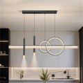 Modern Pendant Chandelier Linear Fixture with 2 Cylindrical Spotlights Black Finish LED Indoor Lighting Dining Room Kitchen Island Pendant Light Stylish(RC Remote dimming,100cm)