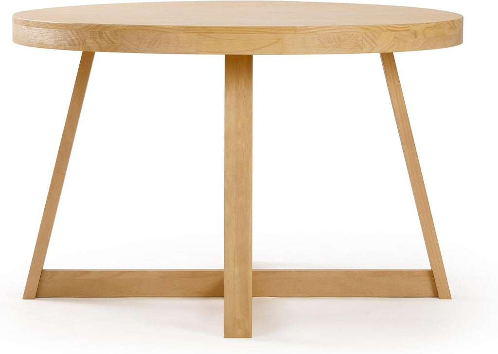 Plank+Beam Round Dining Table, 47 Inch Solid Wood Kitchen Table, Farmhouse Round Table for 4, Small Dinette Table, Blonde Wirebrush