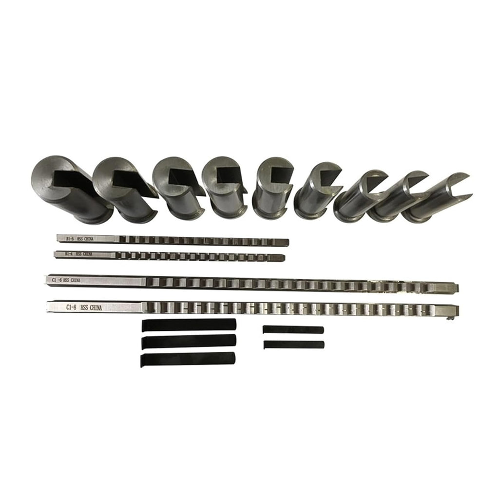Keyway Broach Kit 18pc HSS Metric Keyway Broach Cuttering B C Push Type 4mm 5mm 6mm 8mm + 9pc Bushing Sleeve + 5pc Shim Cutting Tool Metalworking