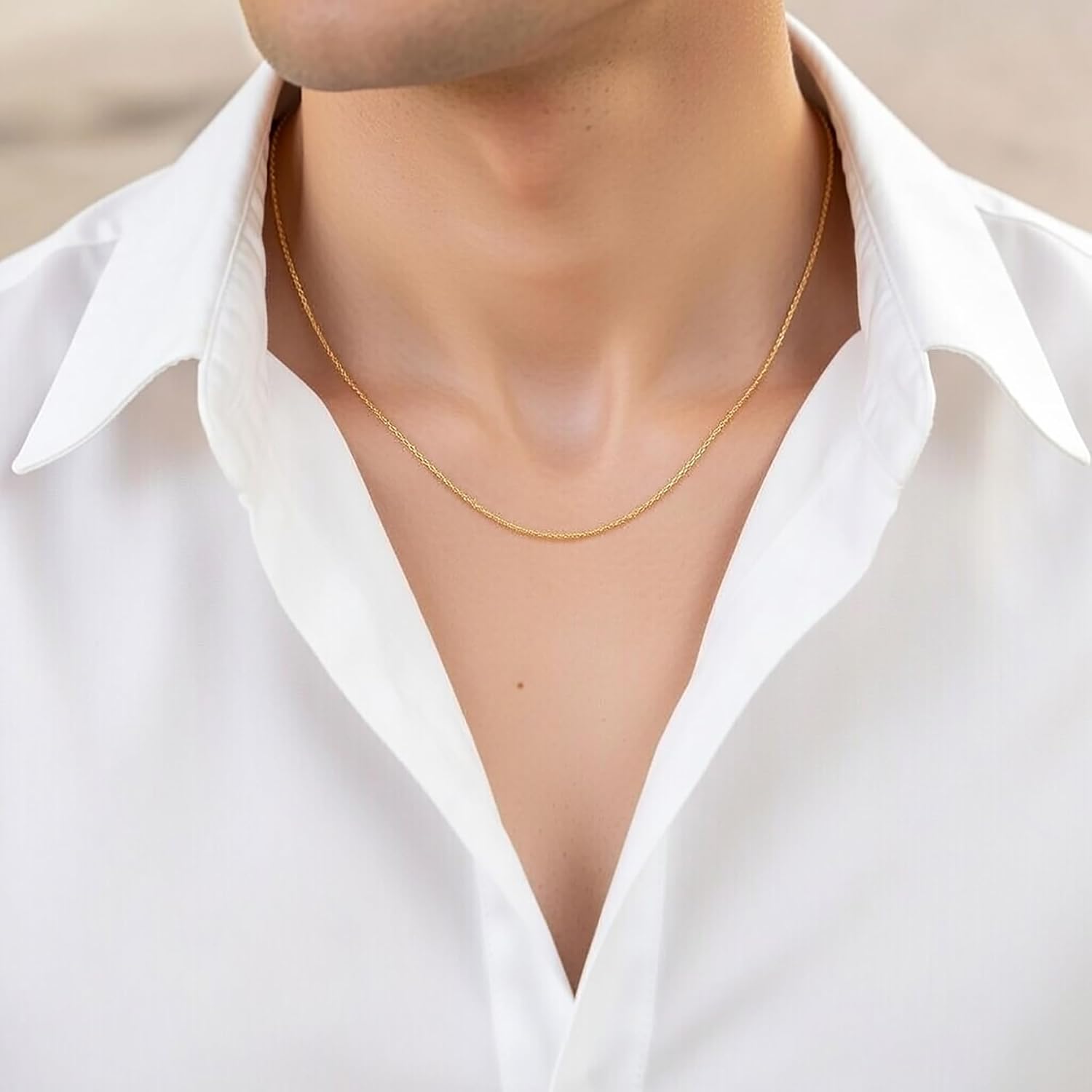 Jewelry Affairs 14k Yellow Gold Cable Link Chain Necklace, 0.8mm