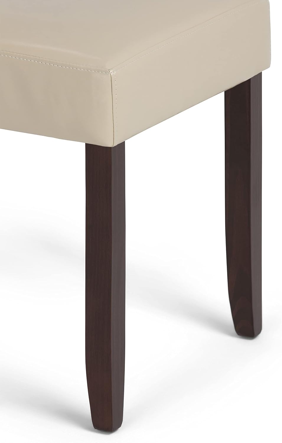 SIMPLIHOME Acadian Dining Chairs - Upholstered Solid Hardwood and Vegan Leather Parsons Chair Set in Satin Cream, Transitional Dining Room Seating with Padded Back and Seat (Set of 2)