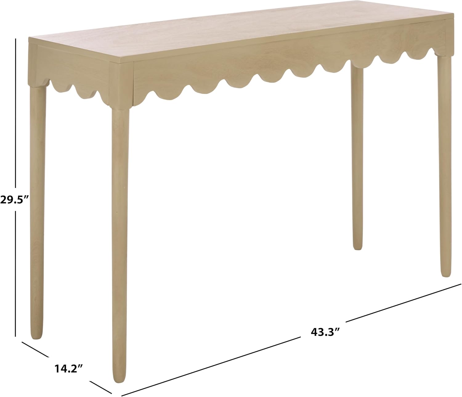 SAFAVIEH Home Collection – Neha Natural Brown Solid Wood Console Table, Scalloped Apron Entryway & Living Room Accent (CNS5749B)