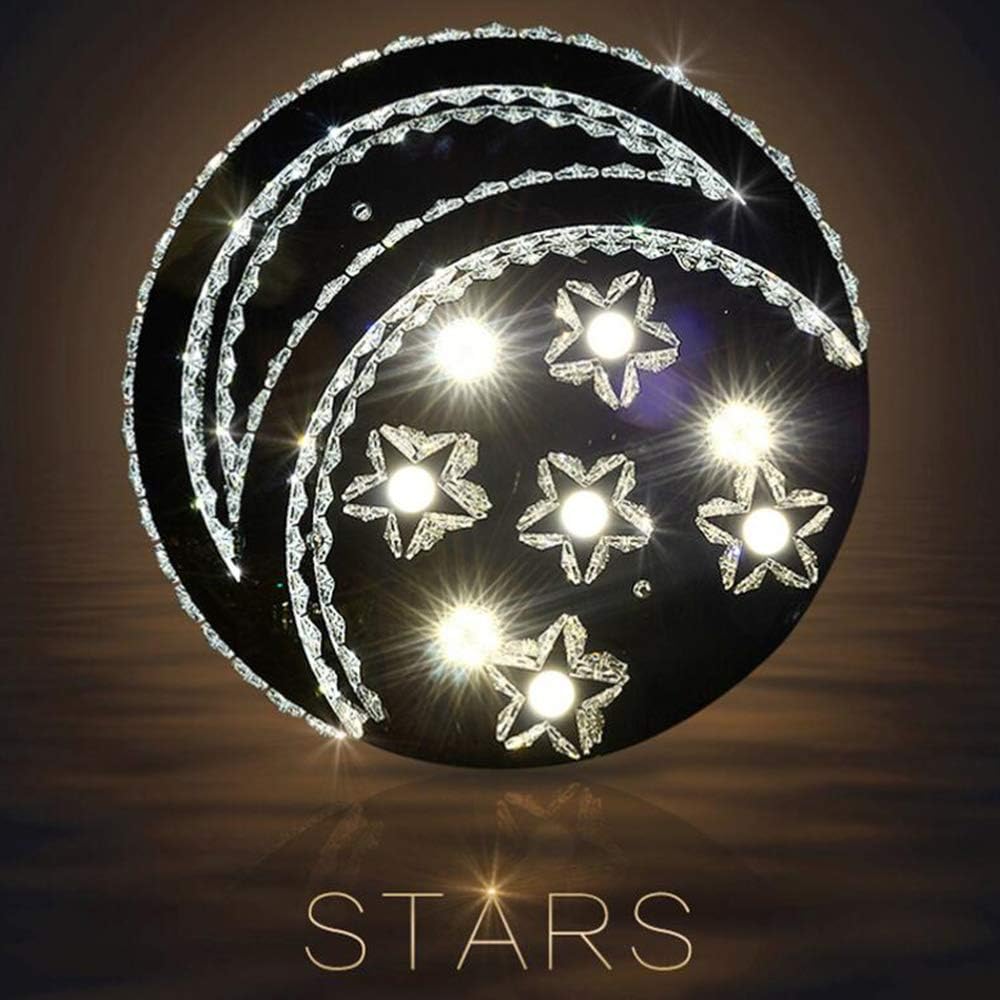 Modern Crystal Dimmable Ceiling Light with Stars and Moon Chandelier Remote Controlled for Living Room Bedroom Dining Room Corridor Balcony Indoor Lighting Spotlight