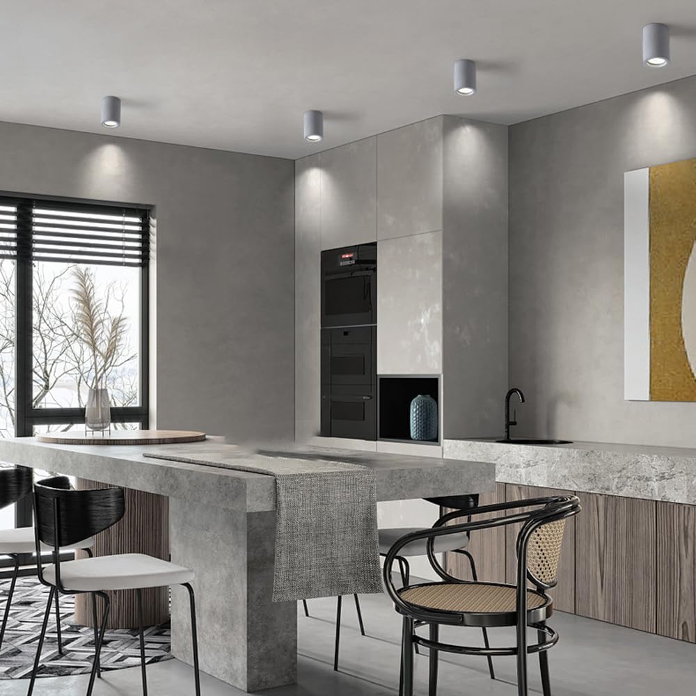 Industrial Cement Ceiling Spotlight, Indoor Accent Lighting, Three Color Cylindl Living Room Driveway Lighting, Kitchen Island Corridor Spotlights White