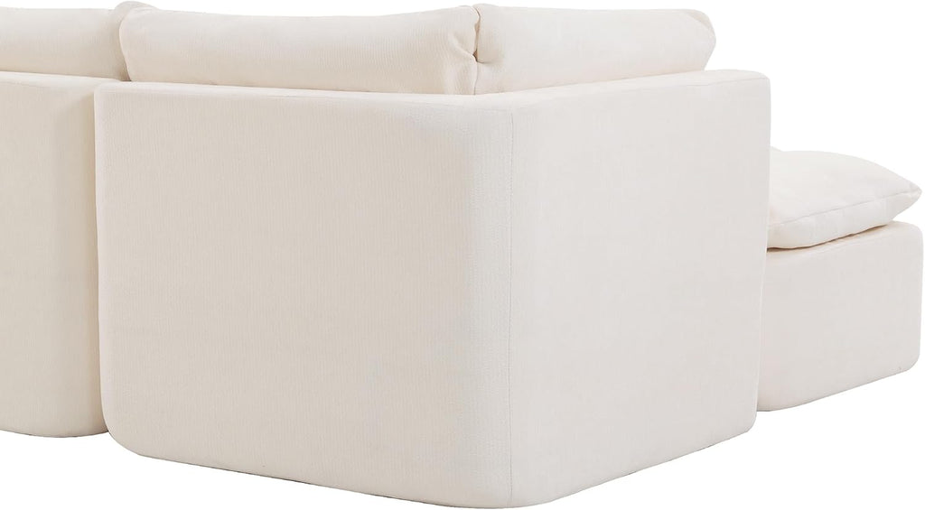 Tufted Cushions Cloud Sectional Boneless Sectional Sofa with Movable Ottoman, 112' Oversized Modular Convertible L Shaped Corner Couch with Deep Seat,Memory Foam Compressed Sofa