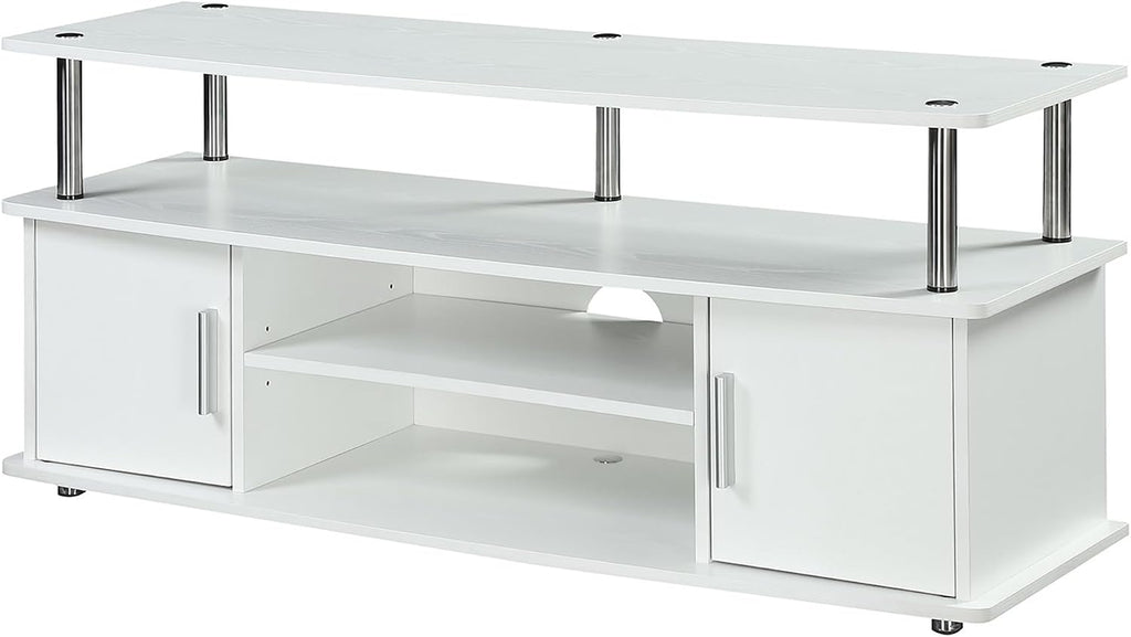 Convenience Concepts Designs2Go Monterey TV Stand 47.25' - Family Room Entertainment Center with Storage Cabinets and Shelves, Modern TV Console for Living Room, Office, White