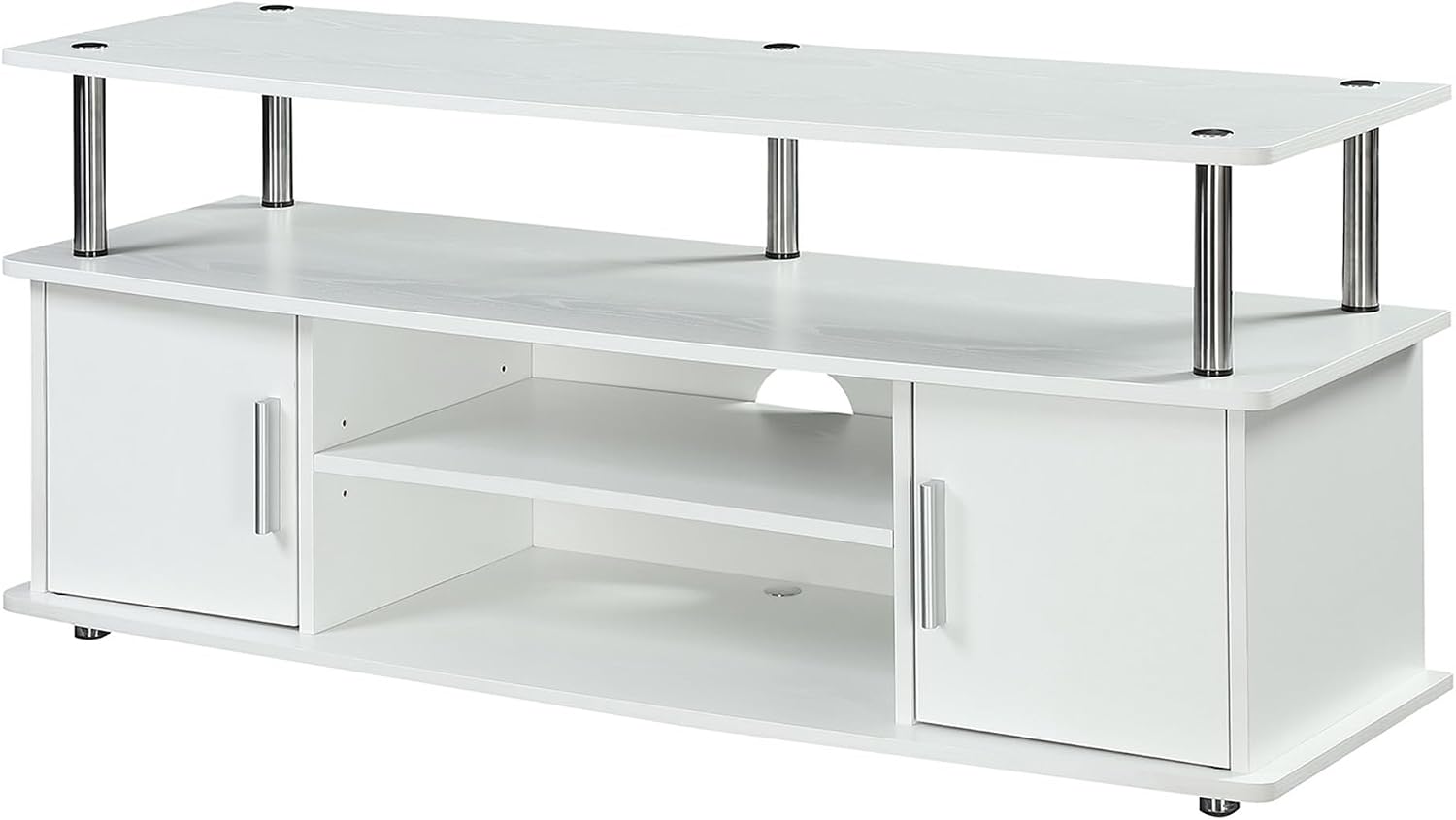Convenience Concepts Designs2Go Monterey TV Stand 47.25' - Family Room Entertainment Center with Storage Cabinets and Shelves, Modern TV Console for Living Room, Office, White