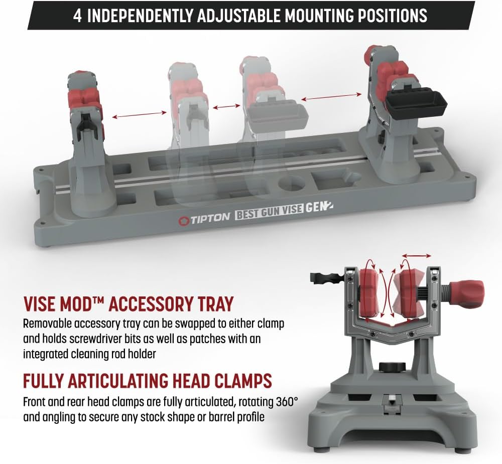 Tipton Best Gun Vise Gen 2 with 4 Mounting Positions, Adjustable Gun Clamps, Vise Mod Accessory Storage, For Gun Maintenance, Cleaning, and Gunsmithing