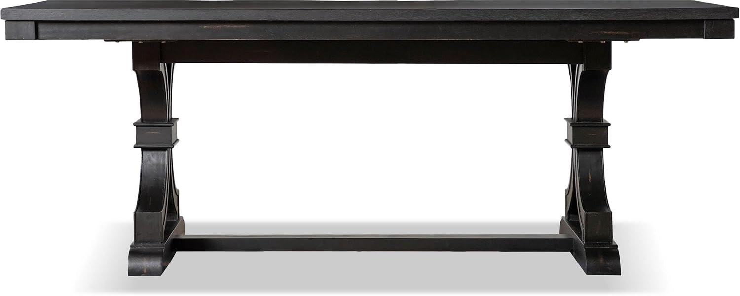 Furniture of America Drystan Farmhouse Wood 7 Piece Rectangle Dining Table Set with Upholstered Chairs, Seats up to 6, for Home, Kitchen, Living Room, Black
