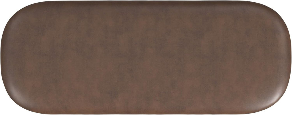 HomePop 46' Ellipse Storage Bench with Metal Legs - Brown Faux Leather